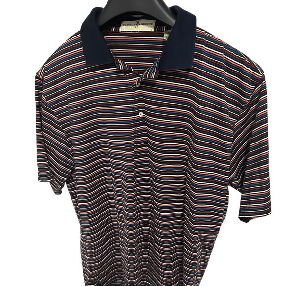 Fairway & Greene Polo Golf Shirt Men's Size Large Blue Striped Logo - Picture 2 of 6